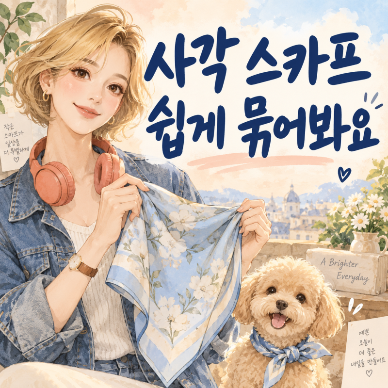 사각 스카프 매는 법, 셔츠·니트에 어울리는 접기와 매듭