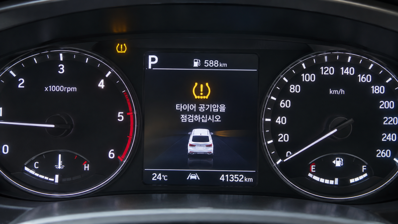 TPMS 경고등 뜨는 이유는? 타이어 공기압 넣어도 안 꺼진다면