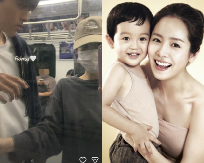 "옆자리 훈남 누구?"…한지민, 지하철 데이트 포착된 '폭풍성장' 조카 로마