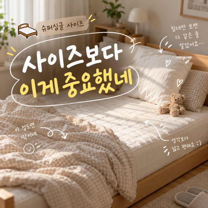 슈퍼싱글 사이즈 고를 때 놓치는 것, 슈퍼싱글 침대 사이즈보다 중요한 건 뭘까