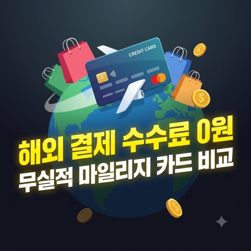 무실적 신용카드 추천 해외 결제 수수료 면제 마일리지 카드 비교 | 해외여행 수수료 쌩돈 날....