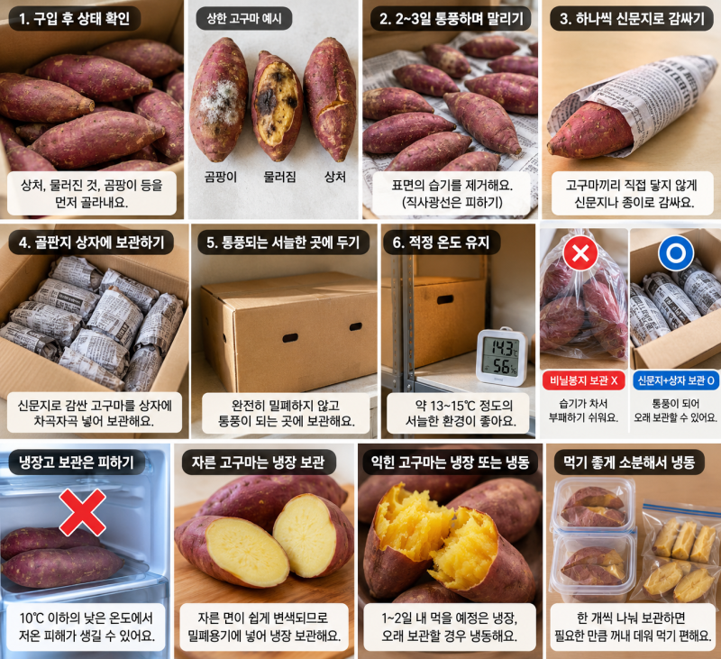 고구마 보관방법｜냉장고에 넣으면 안 되는 이유, 오래 보관하는 법