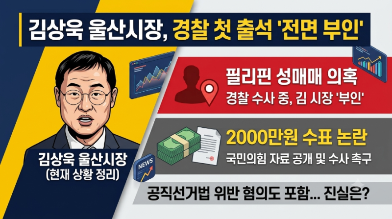 김상욱 울산시장 성매매 의혹, 경찰 첫 조사…2000만원 수표 논란까지 현재 상황 정리