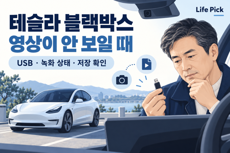 테슬라 Model 3 블랙박스 영상이 안 보일 때｜USB·녹화 상태·저장 확인 순서
