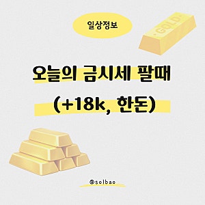 오늘의 금시세 팔때 (+18k, 한돈)