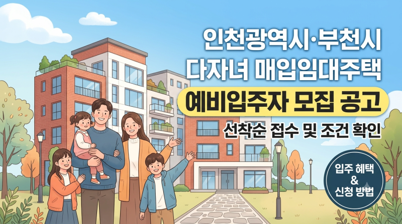 LH 인천광역시, 경기도 부천시 다자녀 매입임대주택 예비입주자 모집 총정리, 10월 6일~8일 신....