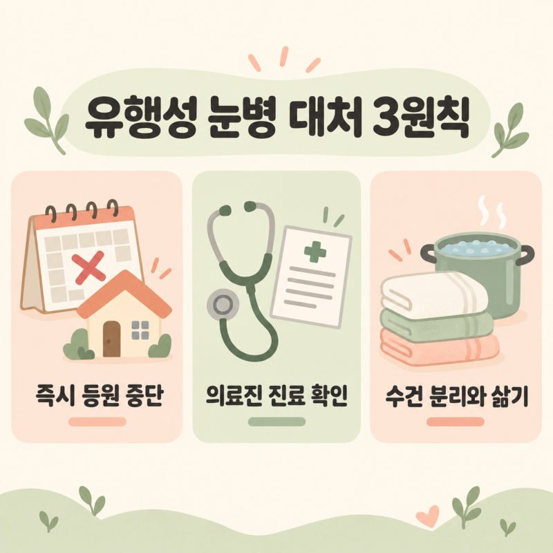 어린이집 전염력 높은 유행성 눈병(결막염), 눈곱 충혈시 등원 중단 시점과 수건 분리 수칙