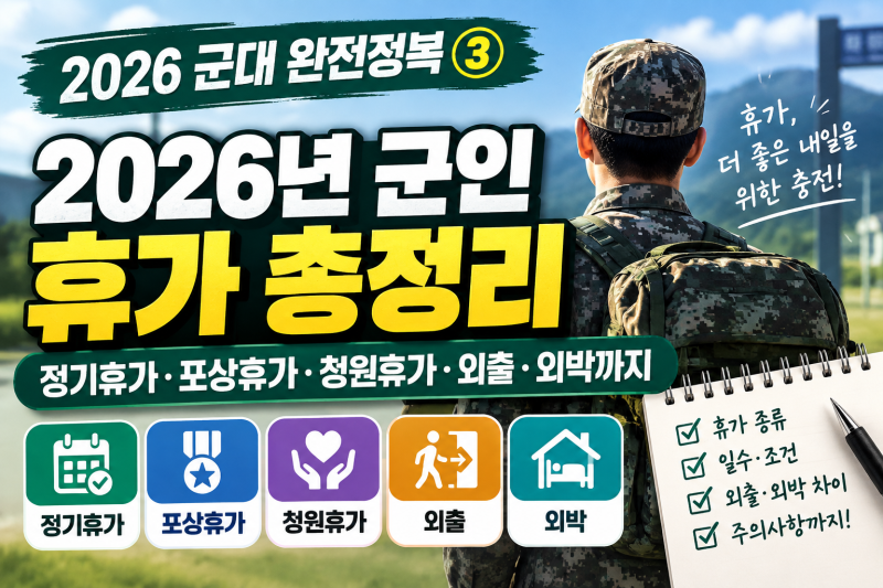 「2026 군대 완전정복」 ③ 군인 휴가 총정리｜정기휴가·포상휴가·청원휴가·외출·외박까지