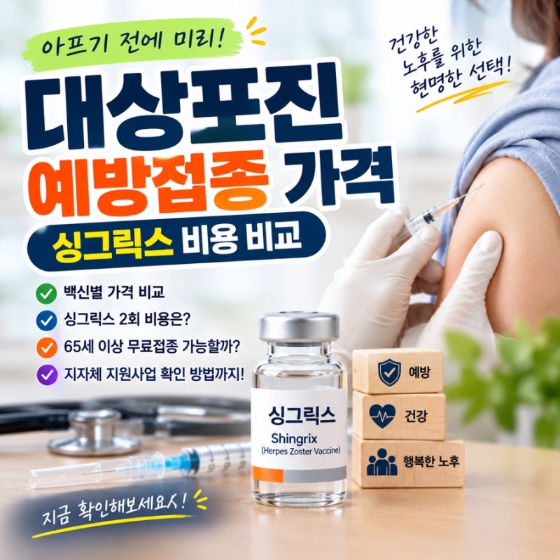 대상포진 예방접종 가격 총정리｜싱그릭스 비용·백신별 가격 비교·무료접종까지
