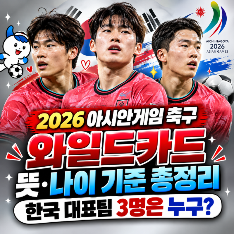 2026 아시안게임 축구 와일드카드 뜻·나이 기준 총정리｜한국 대표팀 3명은 누구?