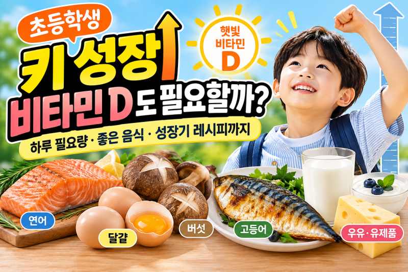 초등학생 키 성장, 비타민 D도 필요할까?//하루 필요량부터 비타민 D 음식·성장기 레시피까지