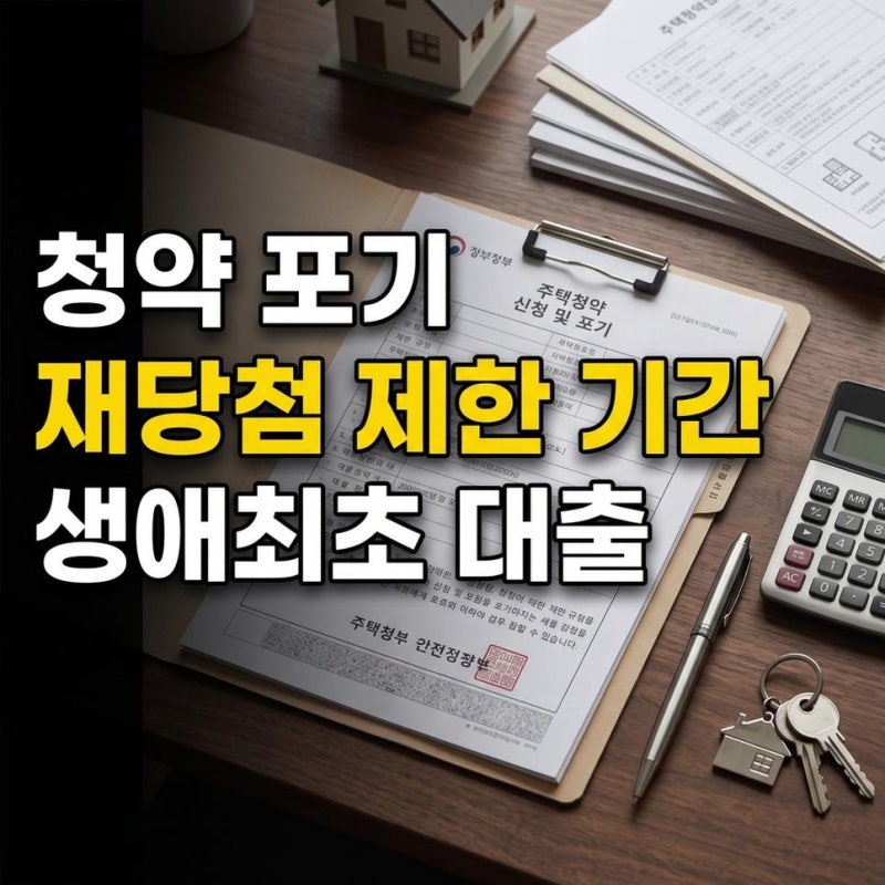 청약포기재당첨제한, 청약 당첨 후 계약 전 포기 불이익과 통장 재당첨 제한 기간 생애최초....