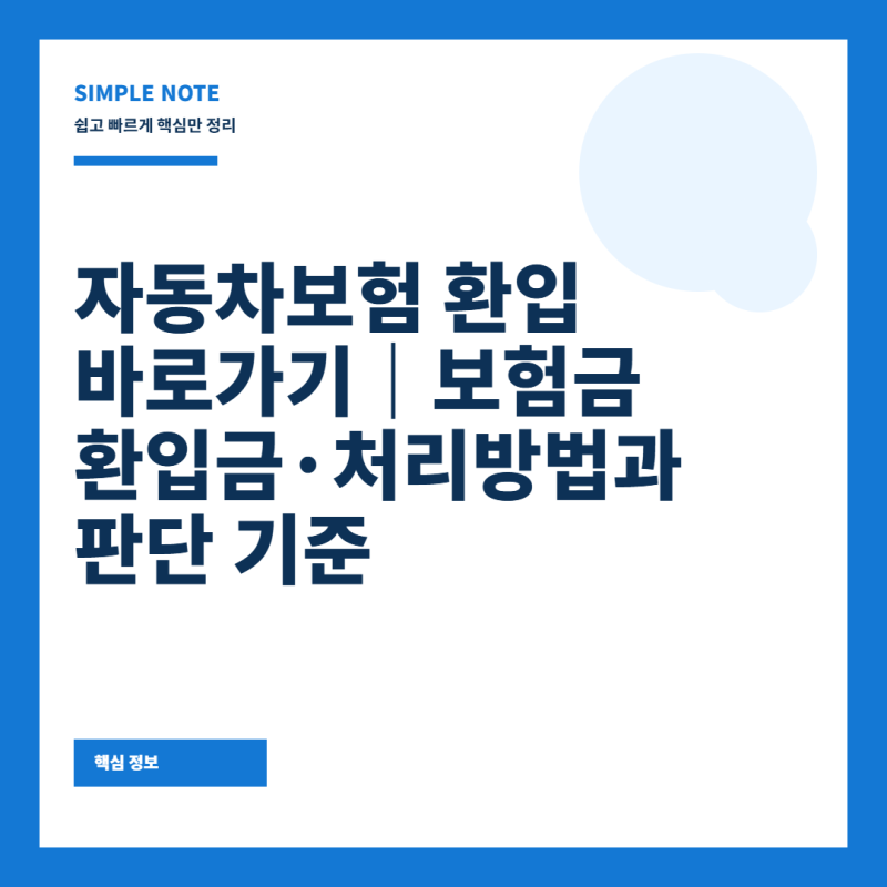 자동차보험 환입 바로가기 보험금 환입금·처리방법과 판단 기준