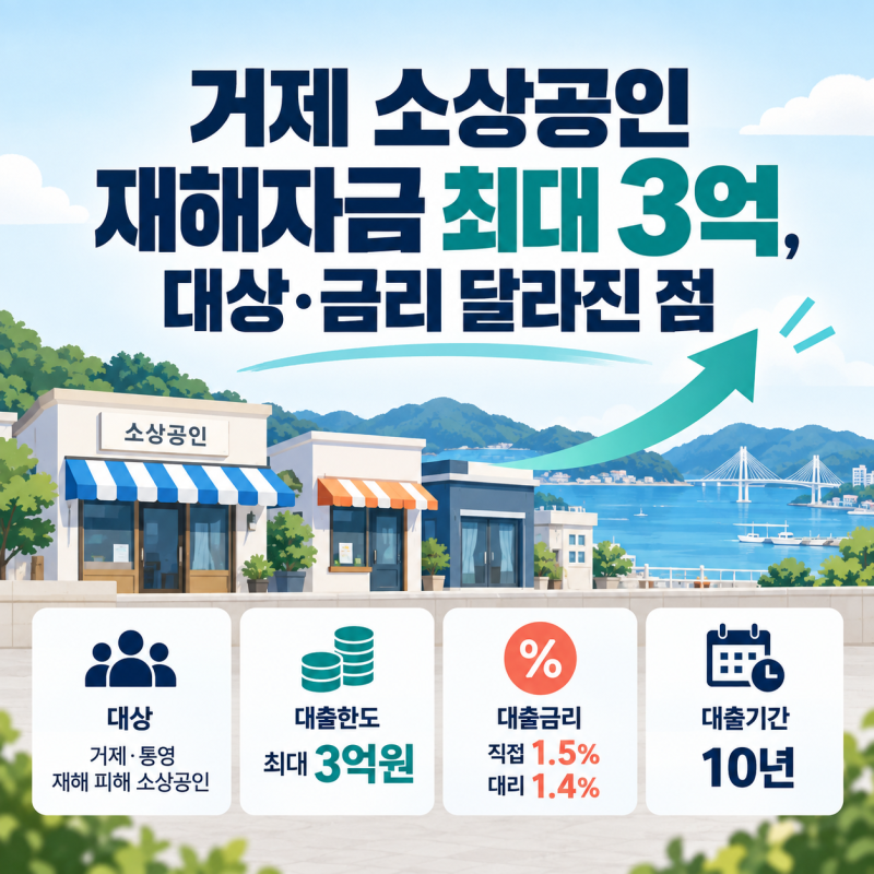 거제 호우피해 소상공인 정책자금 최대 3억·금리 1.4~1.5%