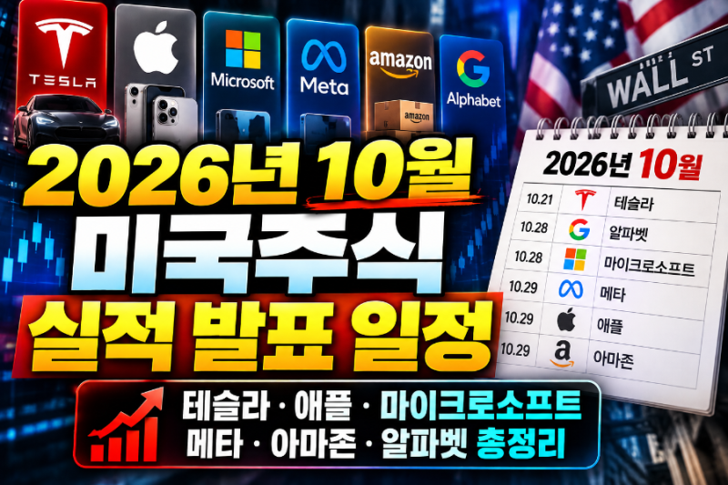 2026년 10월 미국주식 실적 발표 일정｜테슬라·애플·마이크로소프트·메타·아마존 총정리