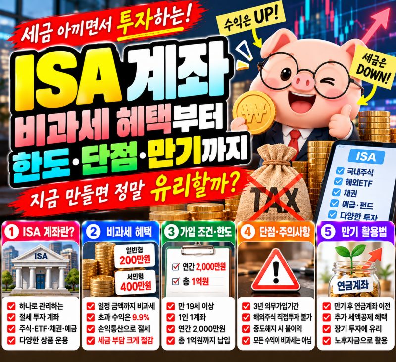 ISA 계좌란? 2026년 비과세 혜택부터 한도·단점·만기 활용법까지 총정리