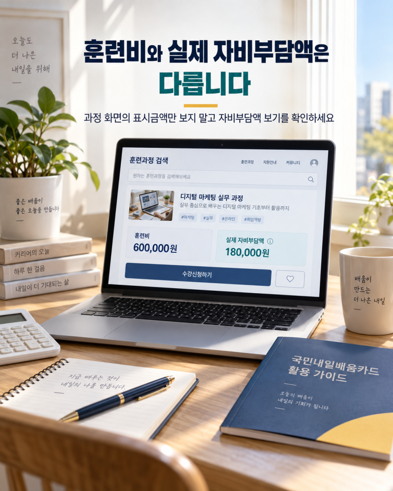 국민내일배움카드 자부담 확인방법 ｜ 같은 과정도 결제금액이 다른 이유와 고용24에서 실제....