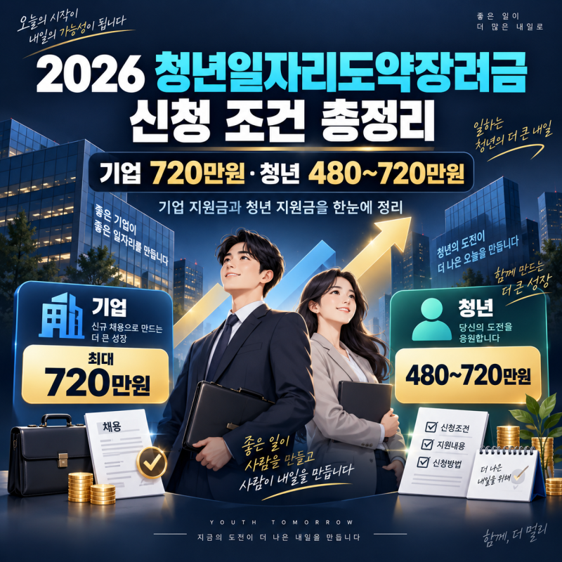 2026 청년일자리도약장려금 신청 조건 총정리, 기업 720만원·청년 480~720만원