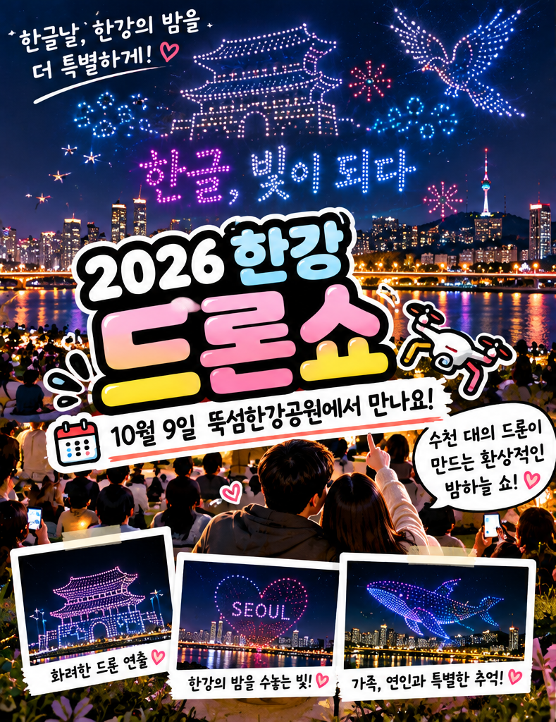 2026 한강 드론쇼 10월 9일｜뚝섬한강공원 시간·명당·주차·교통 총정리