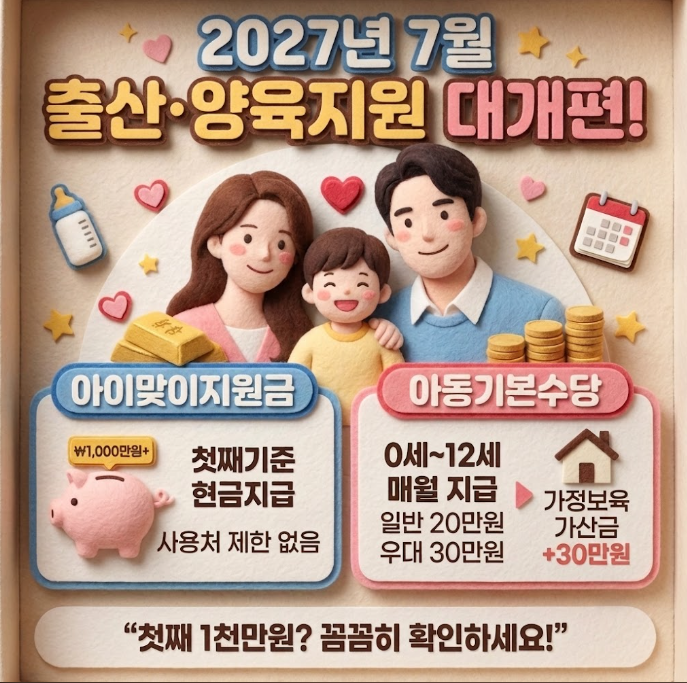 2027년 출산지원금 개편안 완벽 정리! 아이맞이지원금 금액 및 2026년 비교 총정리