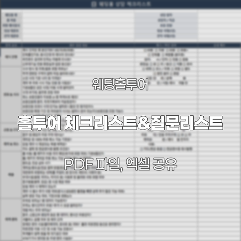 홀투어 다니면서 직접 만든 웨딩홀 투어 체크리스트 및 질문리스트 PDF, 엑셀 공유 + 홀투어 ....