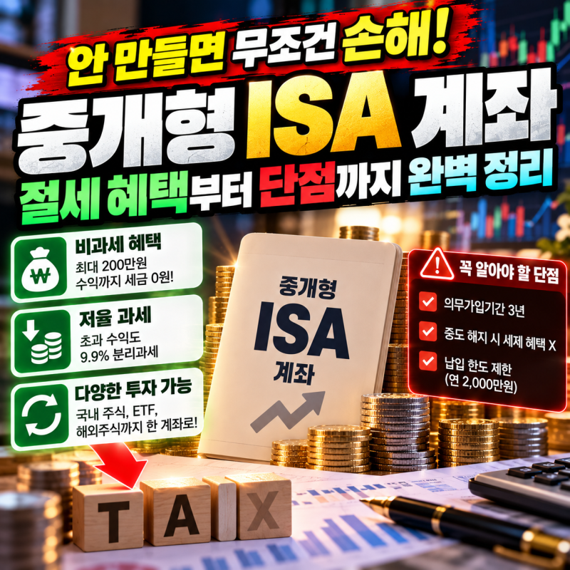 안 만들면 무조건 손해! 중개형 ISA 계좌 절세 혜택부터 단점까지 완벽 정리