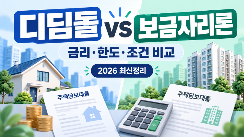2026 디딤돌대출·보금자리론 차이 총정리｜금리·소득조건·한도·LTV 비교