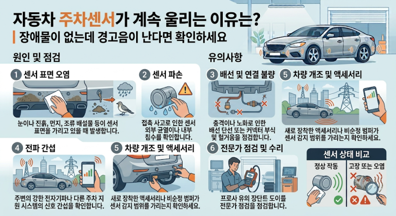 자동차 주차센서가 계속 울리는 이유는?｜장애물이 없는데 경고음이 난다면 확인하세요