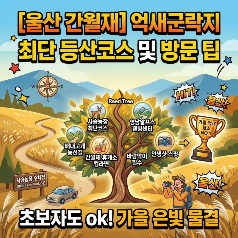 [울산 간월재] 억새군락지 최단 등산코스부터 주차, 준비물 총정리