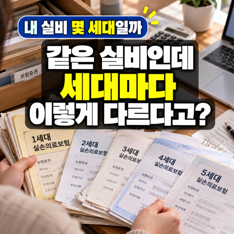 실손보험 세대별 차이, 1세대부터 5세대까지 비교
