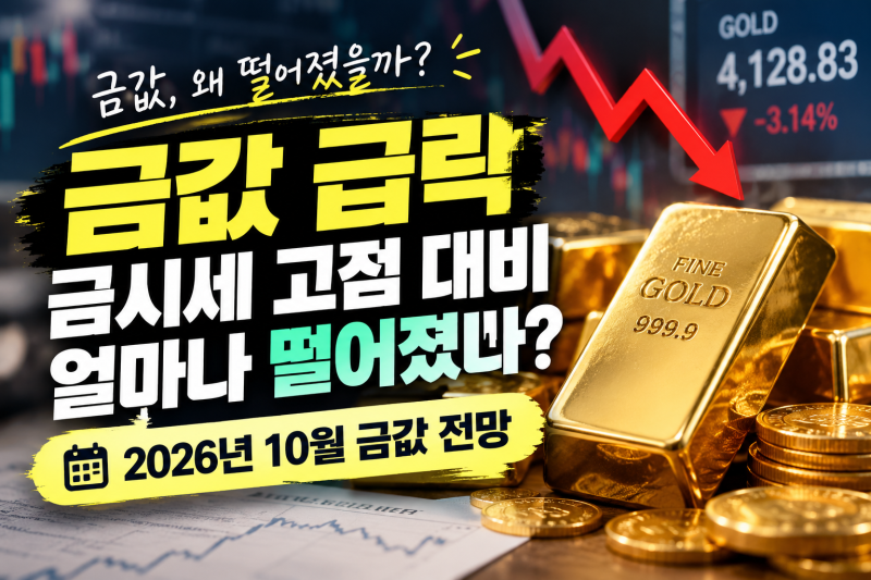 금값 급락 이유는? 금시세 금값 시세 고점 대비 얼마나 떨어졌나｜2026년 10월 금값 전망