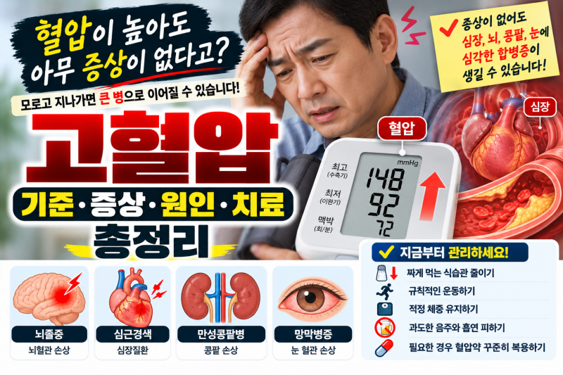 혈압이 높아도 아무 증상이 없다면? 고혈압 기준·증상·원인·치료 총정리