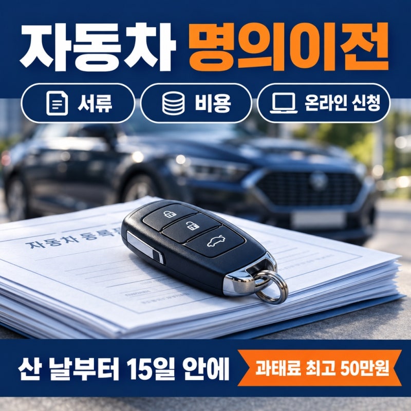 자동차 명의이전 서류와 비용, 기한·과태료·온라인 신청 방법 정리