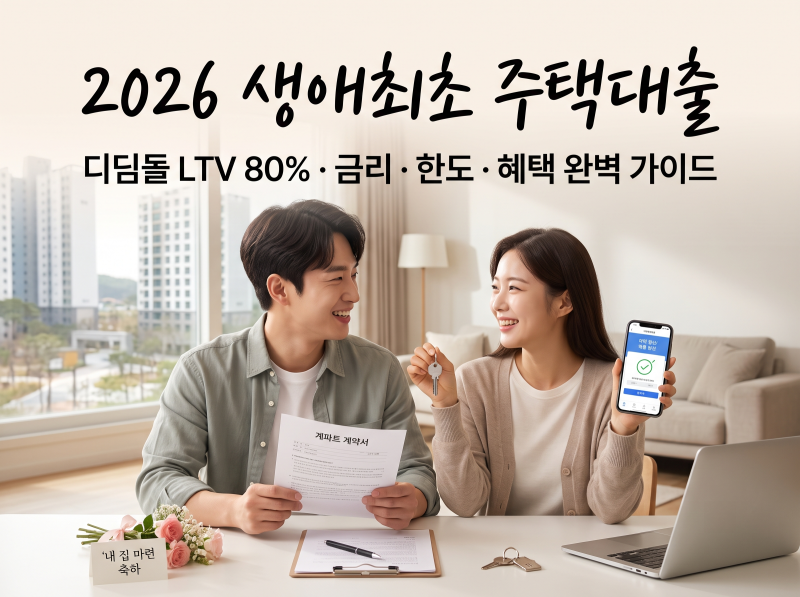 2026 생애최초 주택대출 조건 총정리｜디딤돌 대출 LTV 80%·금리·한도·취득세 감면