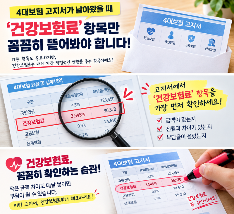 4대보험 고지서 날아왔을 때, '건강보험료' 항목만 따로 꼼꼼히 뜯어봐야 하는 이유