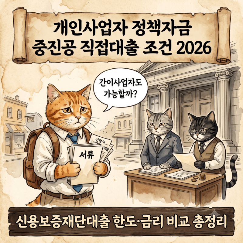 중진공 직접대출 자격조건 2026, 간이사업자도 가능한 신용보증재단대출 한도와 금리 비교 총....