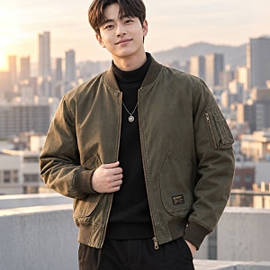 캐주얼 오버핏 남성 항공점퍼 간절기 가을 봄 블루종 야구 점퍼 바람막이 아우터 집업 자켓