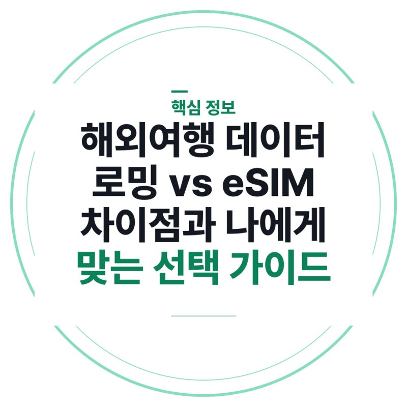 해외여행 데이터 로밍 vs eSIM 차이점과 나에게 맞는 선택 가이드