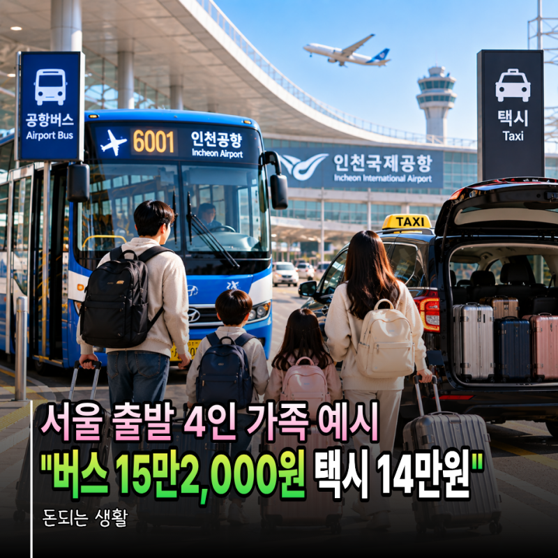 "공항버스 4명 vs 택시 1대" 인천공항 갈 때 왕복요금·소요시간 비교해보니 달라진 "결과"