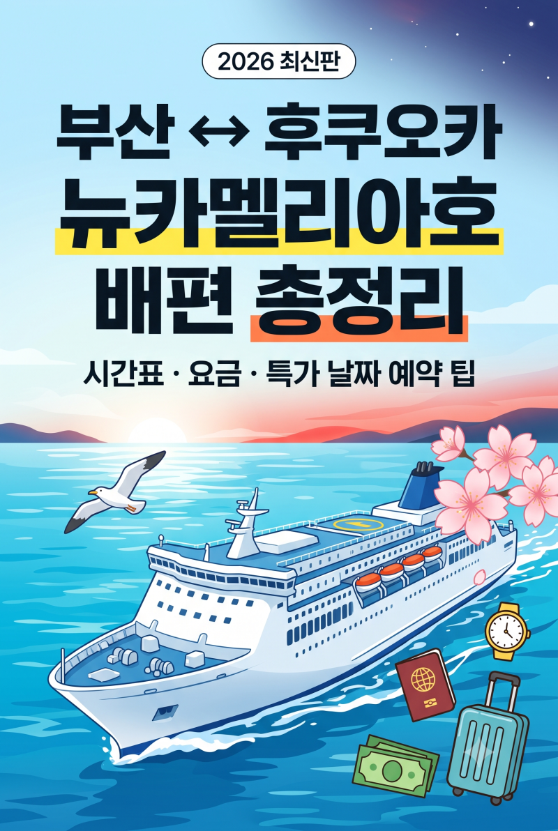 후쿠오카배편 뉴카멜리아호 예약방법 시간표 요금 특가 총정리 (부산 출발)