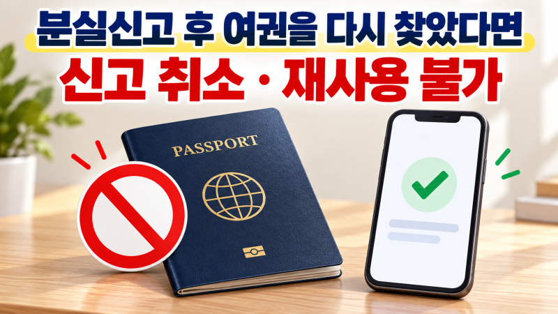 여권 분실신고 후 다시 찾았어도 쓰면 안 됩니다, 신고 취소도 불가능합니다
