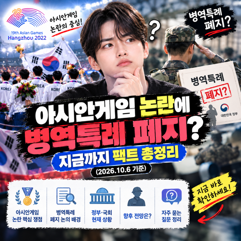 아시안게임 논란에 병역특례 폐지? 지금까지 팩트 총정리 (2026.10.6 기준)