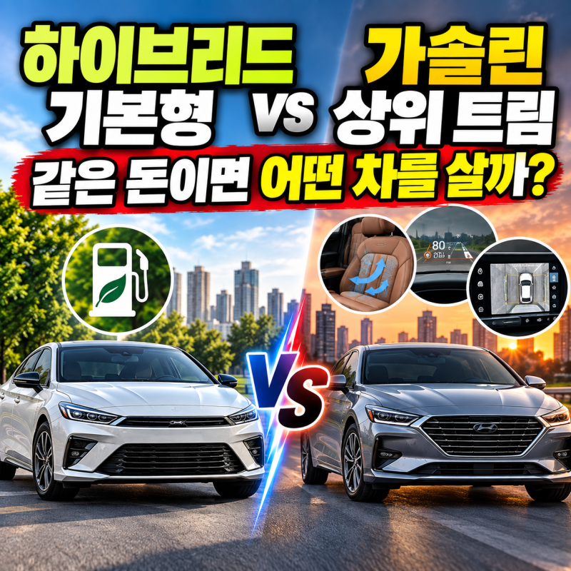 하이브리드 기본형 vs 가솔린 상위 트림 같은 돈이면 어떤 차를 살까?