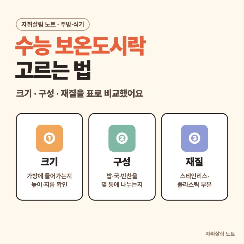수능 보온도시락 고르는 법｜써모스·조지루시 4가지 크기·구성 비교