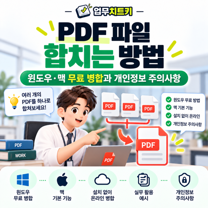 PDF 파일 합치는 방법｜윈도우·맥 무료 병합과 개인정보 주의사항