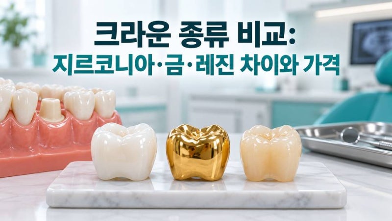 크라운 종류 비교: 지르코니아·금·레진 차이와 가격