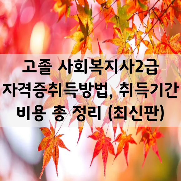 고졸 사회복지사2급 자격증취득방법,취득기간, 비용 총정리 (최신판)