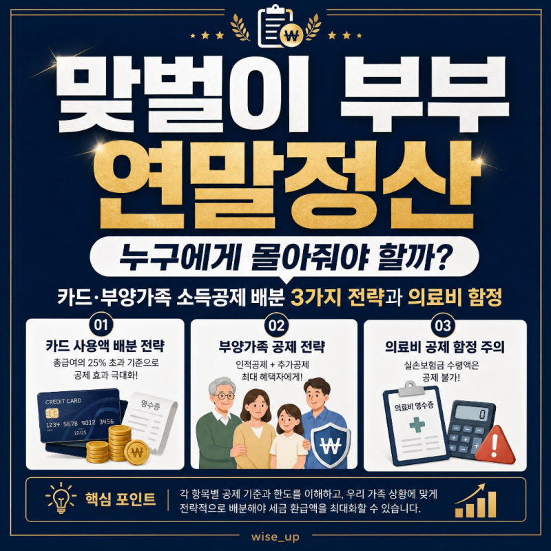 맞벌이 부부 연말정산 누구에게 몰아줘야 할까? 카드·부양가족 소득공제 배분 3가지 전략과 ....