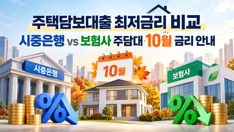 주택담보대출 최저금리 비교 시중은행 vs 보험사 주담대 10월 금리 안내