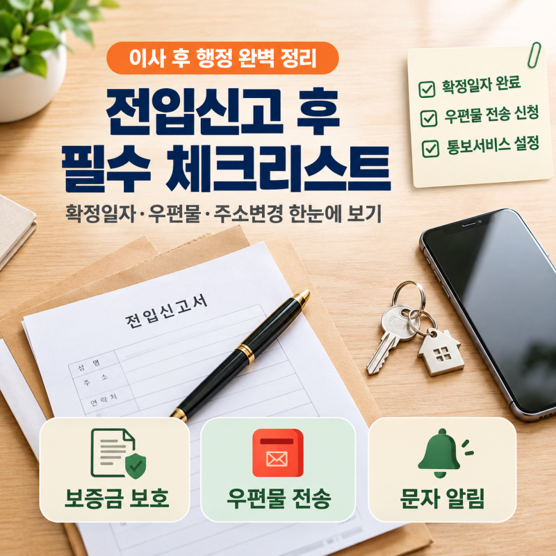 전입신고 후 해야 할 일 총정리 | 확정일자·우편물·주소 변경 필수 체크리스트